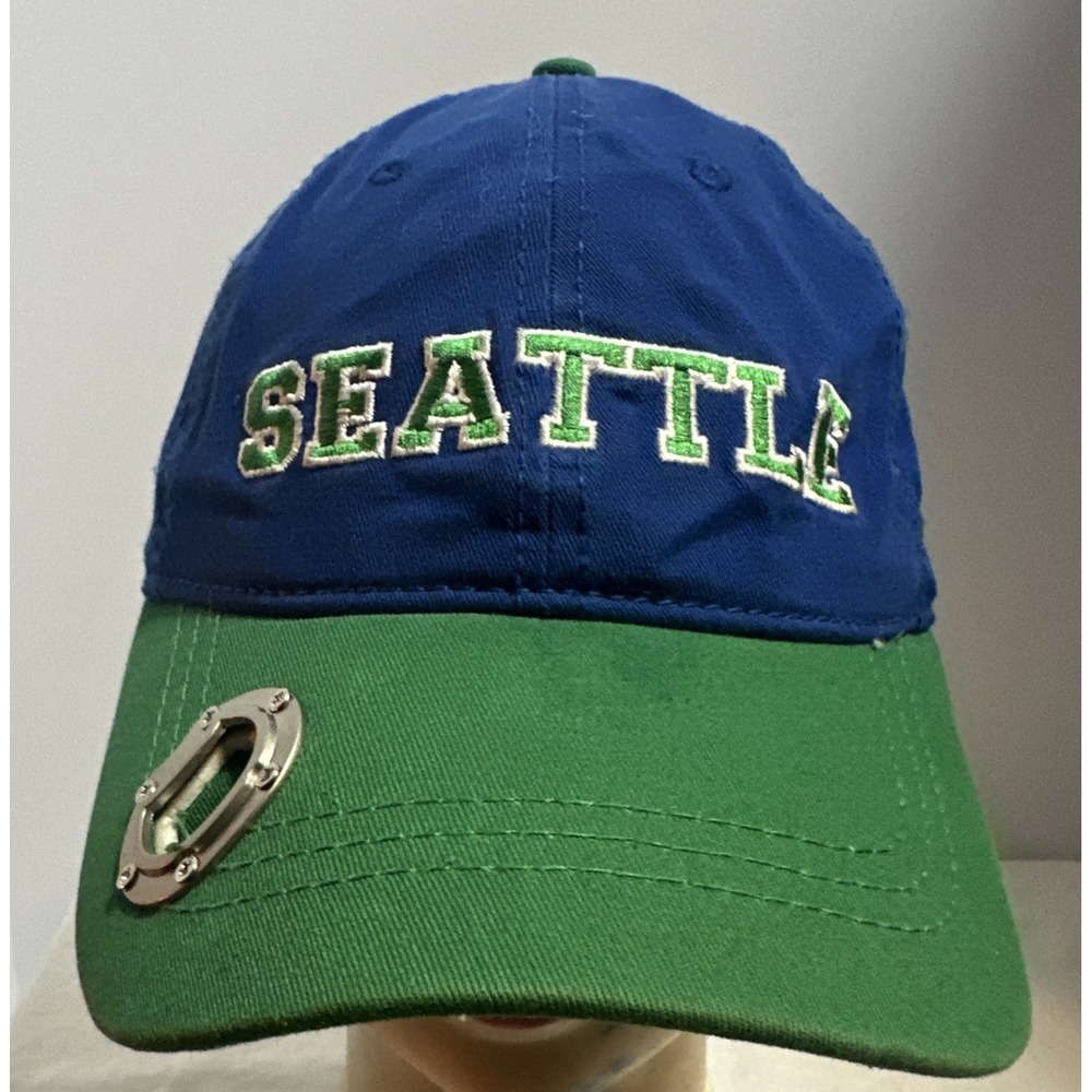 Seattle Baseball Cap With Bottle Opener Green Blue Adjustable
